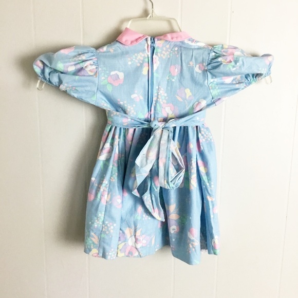 Vintage Ruth Of Carolina Baby Dress Floral Toddler Pink Blue Size 3T - Picture 5 of 5